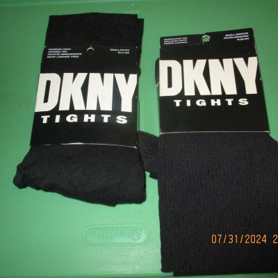 2 New DKNY Black Tights Diamond Mesh/Honeycomb Style (Small/Medium) Petite